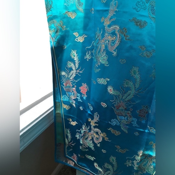 🐉 STUNNING *NEW* TURQUOISE CHINESE CHEONGSHAM QIPAO DRESS 👗 SIZE MED US SZ 2 - Picture 8 of 14